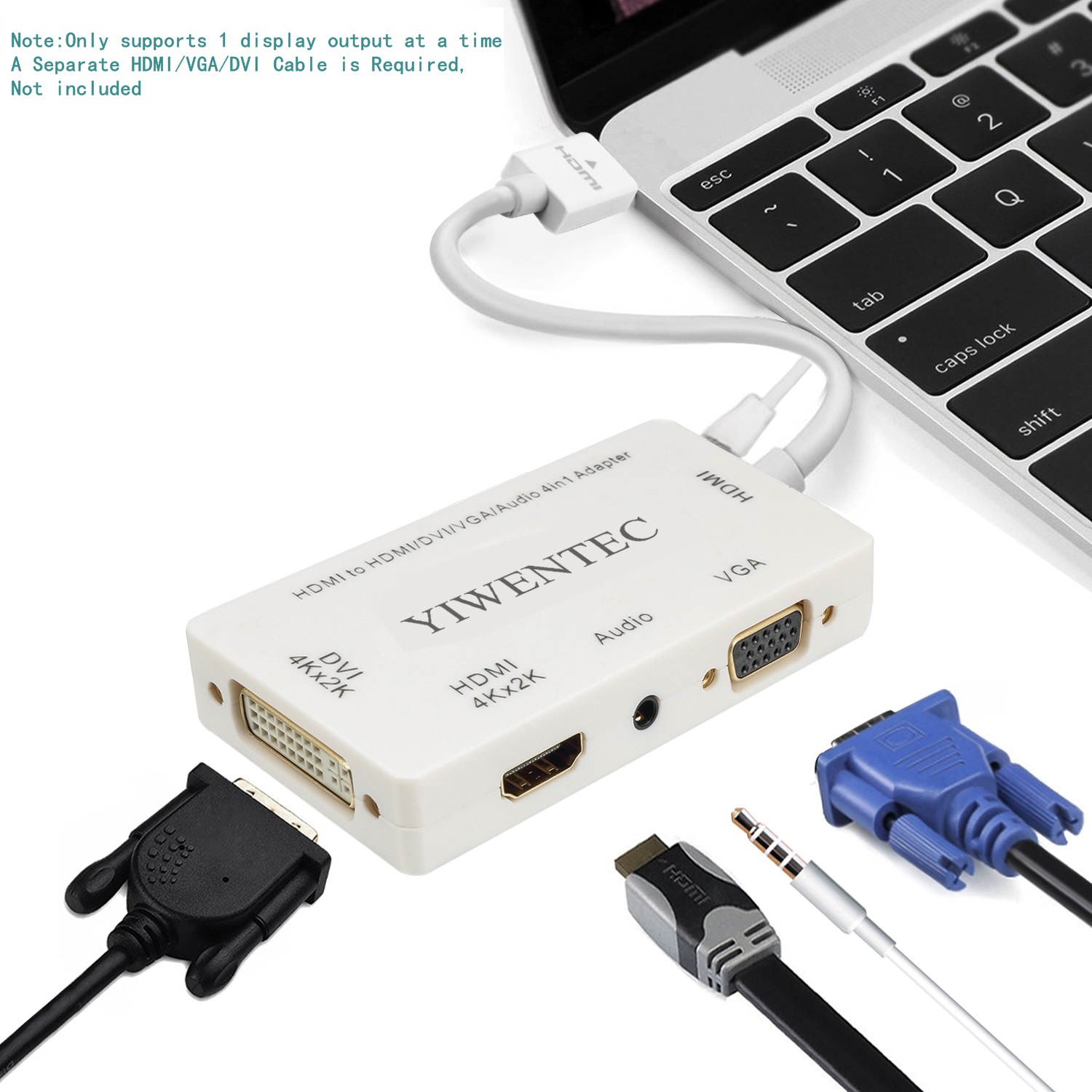 YIWENTEC USB-C Type C 3.1 Thunderbolt 3 Compatible to HDMI DVI VGA 4K Cable Adapter Converter Black 