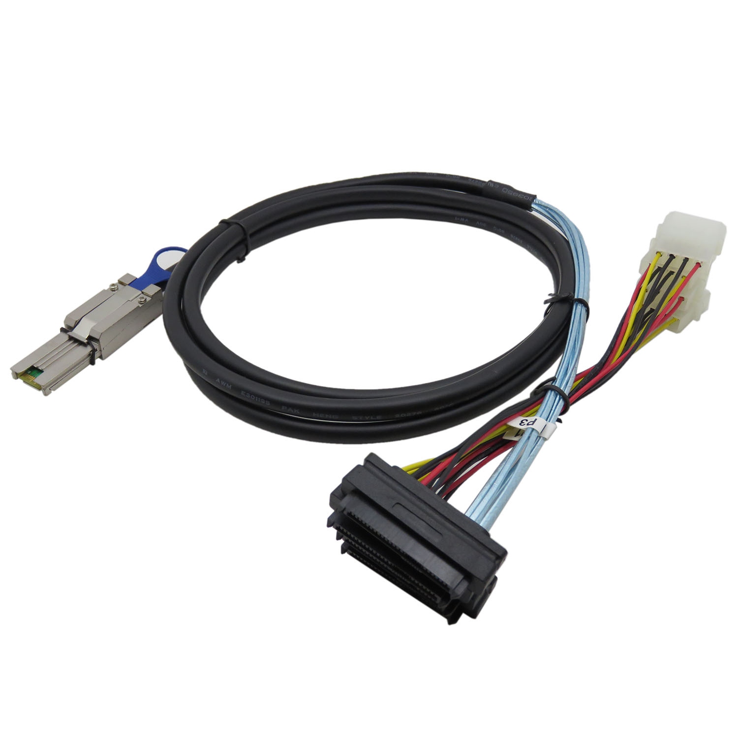 YIWENTEC Mini-SAS SFF-8088 26P to 4 X SAS SFF-8482 29 Pin with Power Cable 2 Meter 6.6FT  H0404