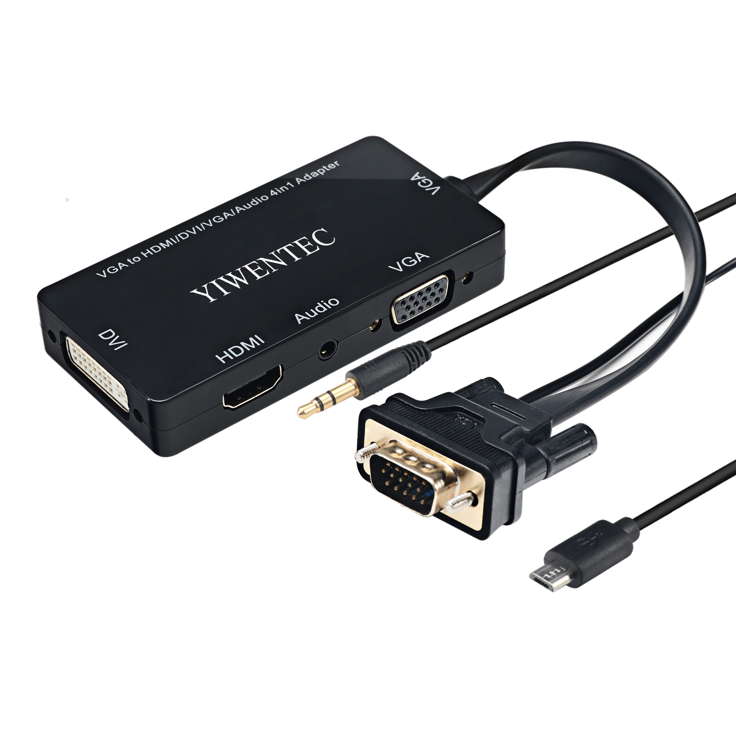 Gå ud Nu Funktionsfejl YIWENTEC VGA Male to VGA HDMI DVI Female 3IN1 Adapter Converter for Desktop  Laptop VGA Graphics Card with Micro USB Power Cable and Audio 3.5mm Jack  Connect simultaneously E0409-HDMI To HDMI VGA