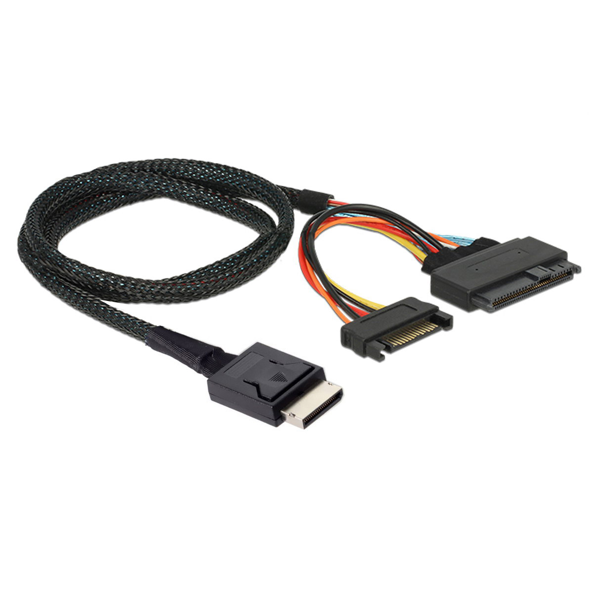 YIWENTEC Oculink Slimsas SFF-8611 to SFF-8639 U.2 U.3 NVME PCIe PCI-Express Cable for SSD with 15Pin SATA Power Cable G0108