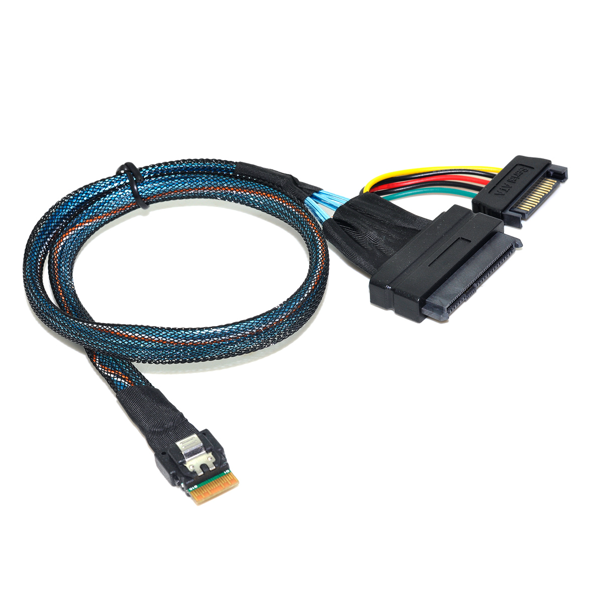 YIWENTEC SFF 8654 4i Slimline sas to SFF 8639 Hard Disk SSD Cable NVME U.2 with 15 Pin SATA Power Cable G0206