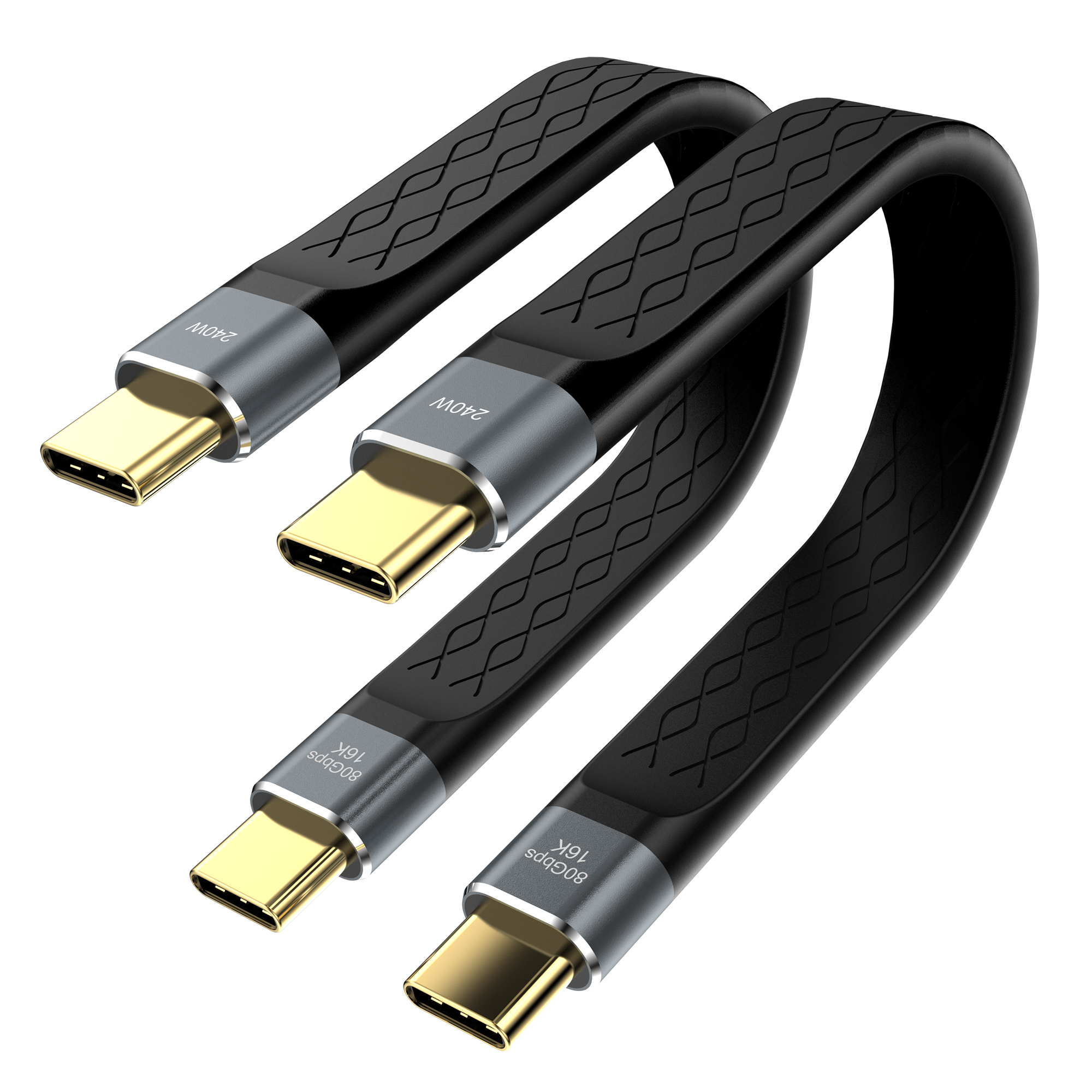 YIWENTEC 80Gbps Thunderbolt 5 Compatible Cable with up to 120Gbps Bandwidth Amplification and 240W Charging Power Compatible with Thunderbolt 4, USB 4 and USB-C 13.5 cm  W0405-2PC