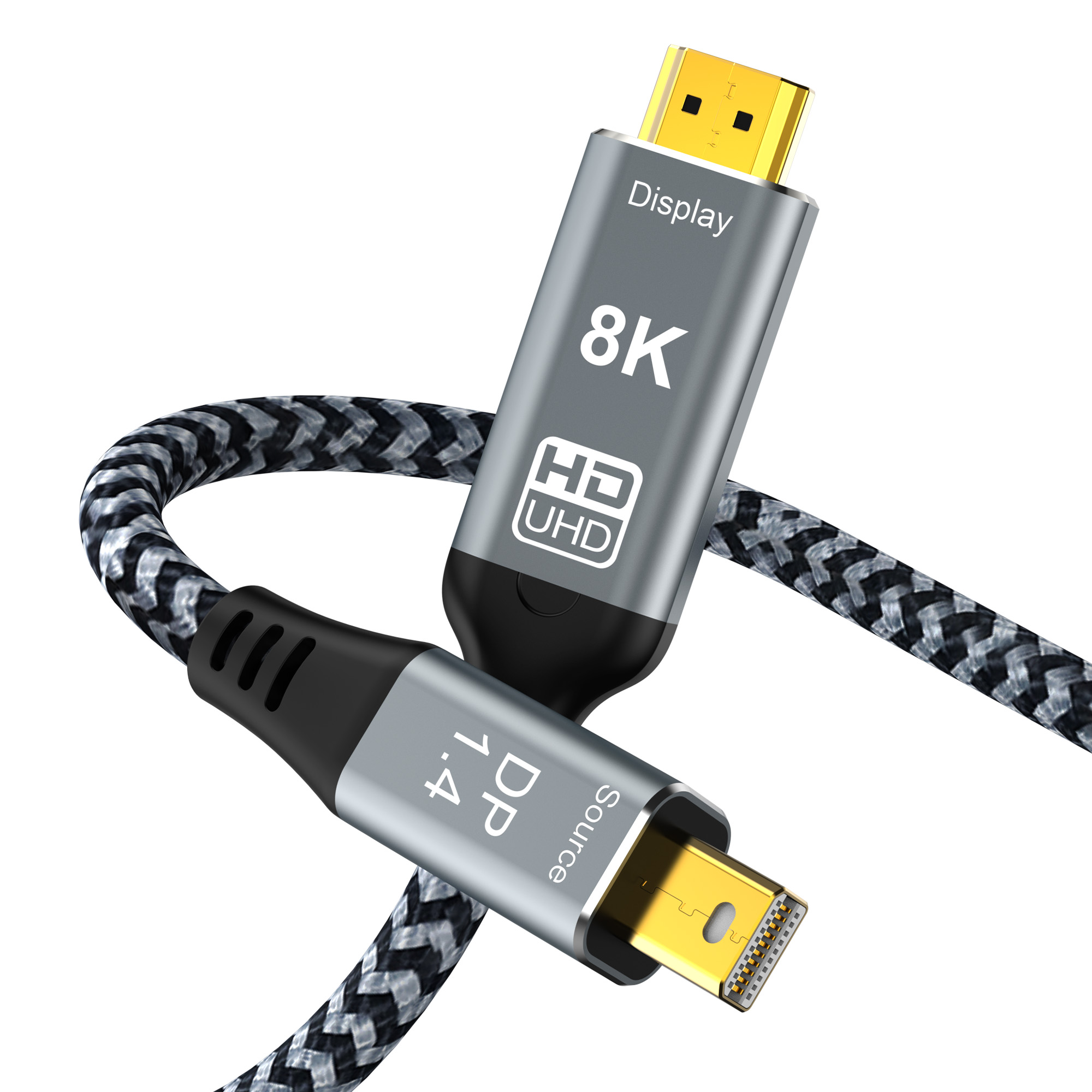 YIWENTEC 8K Mini DisplayPort to HDMI Cable Mini DP to HDMI 2.1 Supports 8K @ 60Hz 4K @ 120Hz HDR Aluminium Shell  B0308