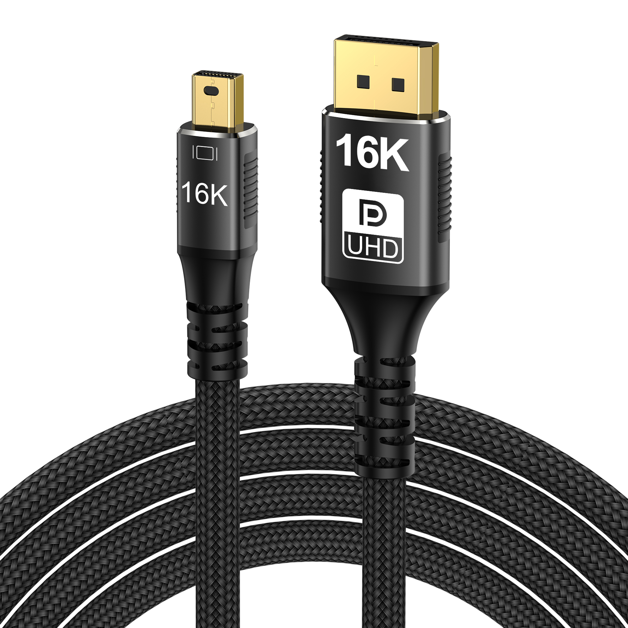 YIWENTEC 16K Mini DisplayPort to DisplayPort Cable 2.1, 16K (15360 x 8640) @ 60Hz 4K @ 240Hz 8K @ 144Hz, HDR, DSC1.2a, G-Sync FreeSync  B0301
