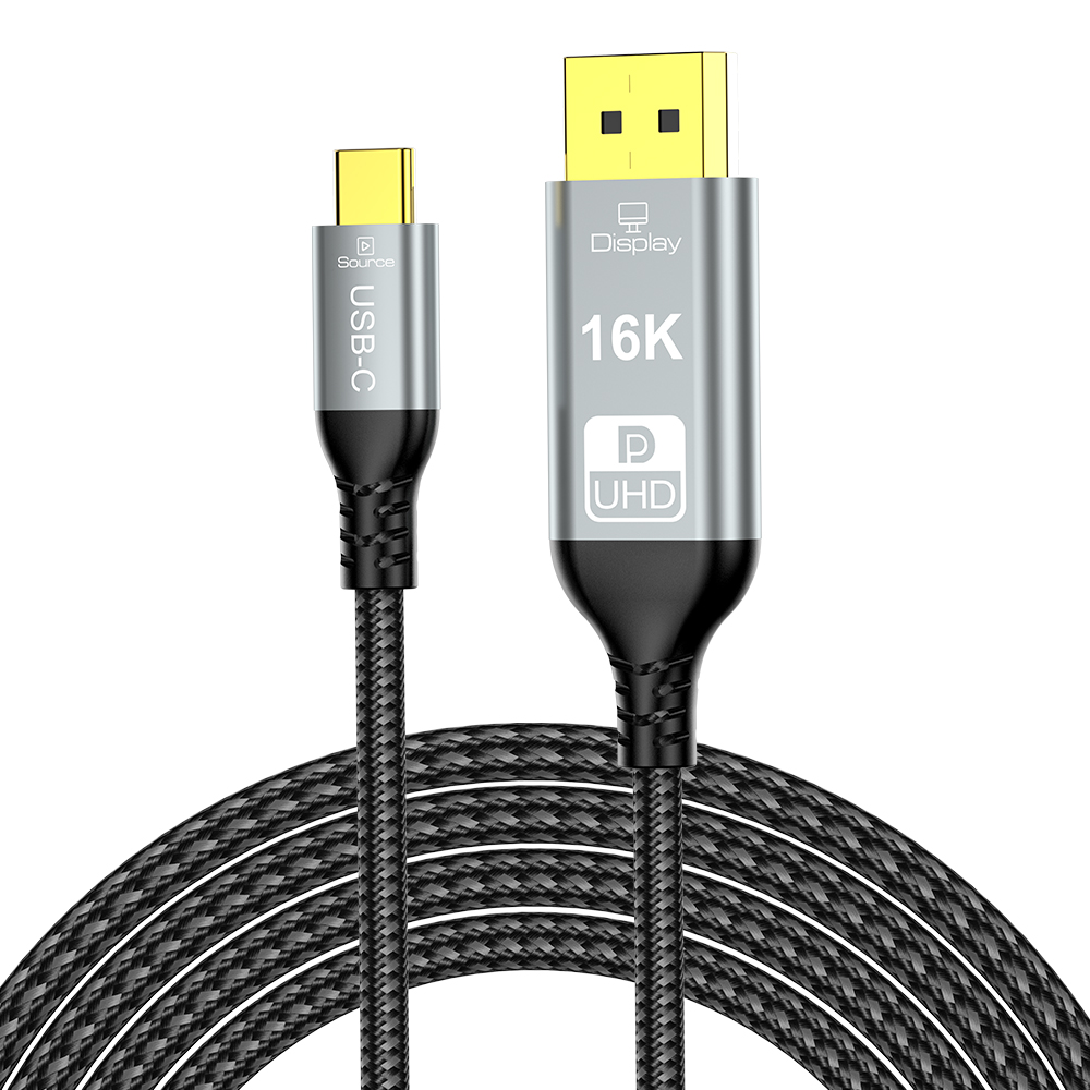YIWENTEC USB-C to DisplayPort 2.1 Cable, 40Gbps, 16K 30Hz, 8K 60Hz, 4K 240Hz, Thunderbolt 4/3 to DP, MST/Clamshell Mode Compatible, Type-C DP 2.1 Cable A0401