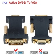 YIWENTEC Active DVI-D Dual Link 24+1 Male to VGA VGA Female M/F Video with Flat Cable Adapter Converter black