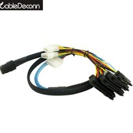 YIWENTEC Sas sata cables for HDD server Display card MINI SAS 4i SFF-8087 36Pin To 4 SAS 29Pin Sff 8482 +4pin power cable 1m H0407