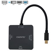 YIWENTEC 3in1 Mini DisplayPort DP v1.2 to HDMI DVI 4K VGA Thunderbolt Port Compatible Adapter Cable Square For Macbook  A0103B
