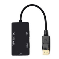 YIWENTEC DisplayPort DP to HDMI DVI VGA  Converter Male to Female  Cable 3-in-1 Multi-Function 1080P Adapter  for Monitor Computer M0401