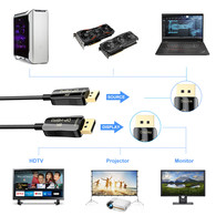 YIWENTEC Fiber 8K 4K DisplayPort Cable DP 1.4 8K@60Hz 4K@144Hz High Speed 32.4Gbps Optical Fiber Slim and Flexible DP to DP Cable T0107