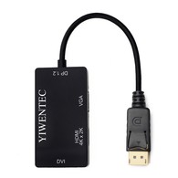 YIWENTEC displayport hub dp to hdmi vga dvi Converter 3 in1 Adapter 4K*2K Cable Male to Female multi vga 1080P multiport adapter B0108