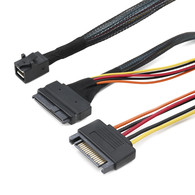 YIWENTEC Internal 12G Mini SAS HD to U.2 SFF-8643 to SFF-8639 Cable with 15Pin SATA Power for U.2 SSD  H0108
