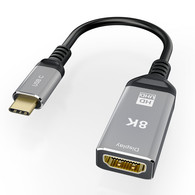 YIWENTEC USB Type-C to HDMI 8K 2.1 Cable 25cm Male to Female 8K@60Hz 4K@120Hz UHD HDR High Speed 48Gbps Thunderbolt 3 Compatible for HDTVs Projectors and Monitors  F0208 