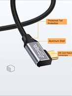 YIWNETEC  USB C to USB C male male  angle  Cable , USB C Data Cable USB 3.2 Gen 2 10Gbps Data Transfer USB C 100W Cable, 4K 60Hz USB C Display Cable  D0103 Angle