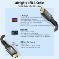 YIWNETEC USB C Cable to USB C 3.2 male male Gen2 × 2 Type C Charging Cable, 20 Gbps Data Transfer, 240 W 48 V/5 A Fast Charging Cable, 4K @ 60Hz Video Transfer F0306 straight